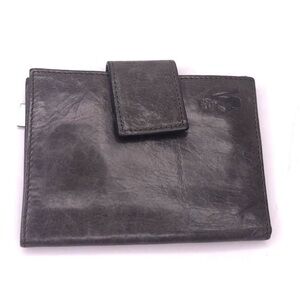Helen Welsh Wallet Bifold Gray Leather Snap Closure 4"X5" Credit Card ID Slots